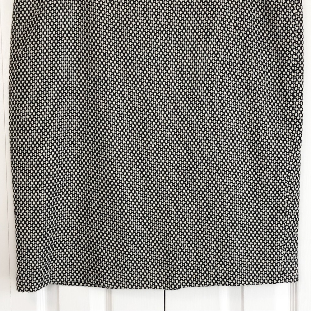 Lord & Taylor Black Ivory Tweed Dot Print Wool Blend Midi Pencil Skirt 16 - Picture 7 of 15